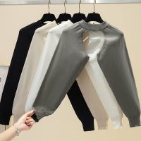 ■ Versatile pullover round neck knitted shawl jacket ultra-short design spliced ​​long-sleeved waistcoat blouse top