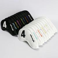 10Pcs PU Golf Iron Head Covers Sets With 4, 5, 6, 7, 8, 9, P, S, A,