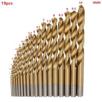 DHH-DDPJ19pcs/set 1-10mm Hss Titanium Coated Twist Drill Bit Power Tool Accessories For Metal Wood Drilling Hole