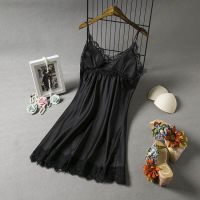 [COD] Send new and imitation silk black home clothes two-piece set fashionable comfortable lace pajamas set