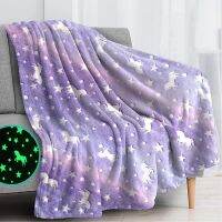 Luminous Flannel Blanket Double-Sided Throw Fluorescent Blankets Birthday Gifts Plush Fluffy Flannel Home Sofa Cover Nap Blanket