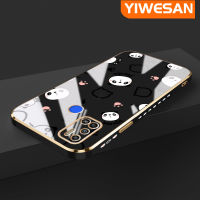 YIWESAN เคสสำหรับ Tecno Spark 6 Air Spark 5 Air เคสข้าวปั้นรูปการ์ตูนแพนด้าน่ารักแบบใหม่กรอบกรอบสี่เหลี่ยมเคสนิ่มซิลิกาเจลกันกระแทกเคสมือถือฝาครอบป้องกันเลนส์กล้องถ่ายรูปรวมทุกอย่าง