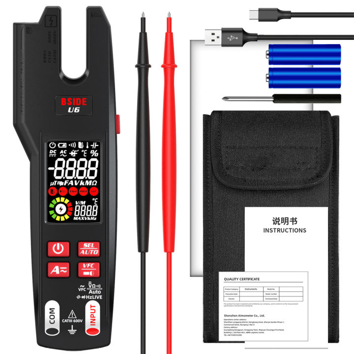 BSIDE U6 LCD Display Multimeter 9999 Count Ture RMS Auto Range 200A ...