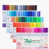 100 Colors Watercolor Markers For Drawing Painting Set Professional Water Coloring Brush Pen Set Dual Tip For School Stationery