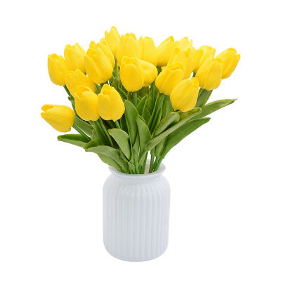【cw】20pcs PU foam Tulip Fake Flower Bouquet for Wedding Decoration DIY Home Artificial Flower Decor simulation Tulip