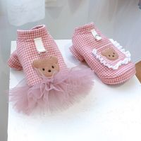 Pet Coats and Dresses for Choice Pink Color Small Puppy Dog Clothing for Autumn and Winter Warm Cute Checked Design Dogs Clothes Dresses