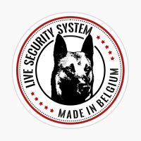 12x12cm LIVE SECURITY SYSTEM MADE IN BELGIUM Belgian Malinois Vinyl Decal Car Stickers for Window Wall Pet Dog Cool and Creative Nails Screws Fastener