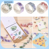 BAIFAQIAN 100Pcs/Roll เครื่องเขียน ฉลาก สติ๊กเกอร์ เทป Washi ดอกเห็ดผีเสื้อ ing เทปกาว