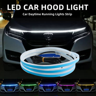 Car LED Hood Light Flexible Strip Auto Modified Front Headlight 12V Car Daytime Running Lights Bar DRL Cuttable Decorative Lamp