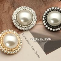 【cw】 6pcs Metal Retro Fashion Pearl Diamond Buttons for Clothing Coat Sweater Suit Female Decorative Button Sewing 15 18 25mm Luxury ！