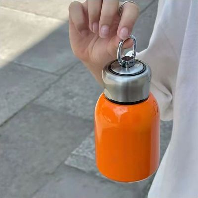 300ML Mini Thermos Mug Stainless Steel Coffee Vacuum Flasks Portable Lifting Ring Travel Thermoses Water Cup Thermal BottleTH