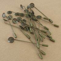 【CW】 Bronze-coloured Round Beading Coat Stick Pin Clutches Setting Brooches (Pack of 20)