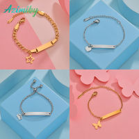 Azimiby Custom Baby Kids Crown Name celet Stainless Steel Smooth Bangle Gold Color No Fade Safty Engrave Birthday Jewelry...