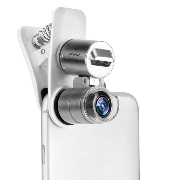 เลนส์แมโครไมโครสโคปโทรศัพท์มือถืออเนกประสงค์60x-แว่นขยายออปติคอลกล้องไมโครเลนส์-led-สำหรับ-iphone-se-5s-6s-plus