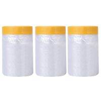 Dust Sheets Roll, Plastic Masking Film Rolls Drape Masking Film with Self-Adhesive Tape for Painting Furniture Covering