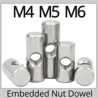 M5 M6 Barrel Bolts 304สแตนเลสสตีลเดือยทรงกระบอก Pin Cross Hole Hammer Embedded Nut สำหรับไม้เฟอร์นิเจอร์ Accessories