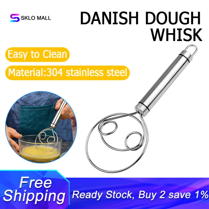 Danish Bread Dough Whisk Stainless Steel Dutch Bread Dough Whisk