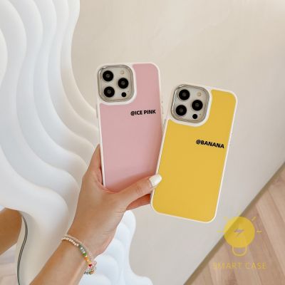 For เคสไอโฟน 14 Pro Max [Simple Pink Banana Candy Color] เคส Phone Case For iPhone 14 Pro Max 13 12 11 For เคสไอโฟน11 Ins Korean Style Retro Classic Couple Shockproof Protective TPU Cover Shell