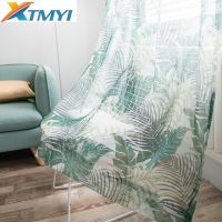 XTMYI Pastoral Thick Blackout Curtains for Living Room Bedroom Green Leave Palm Tree Treatments Shading Drapes Blind Cortinas