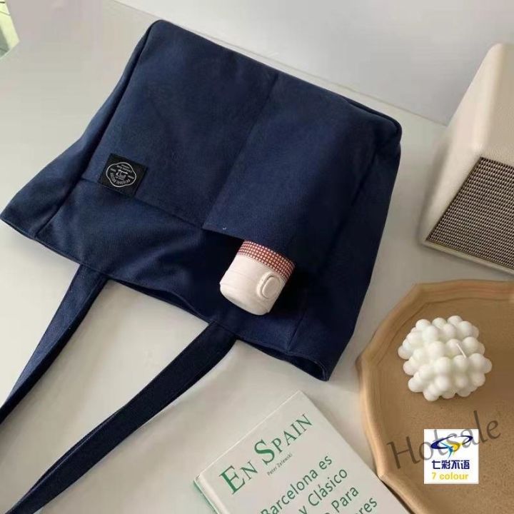 hot-sale-c16-korean-canvas-shoulder-bag-tote-bag-women-hand-bag-unsiex-multi-pocket-handle-bag-student-handbag