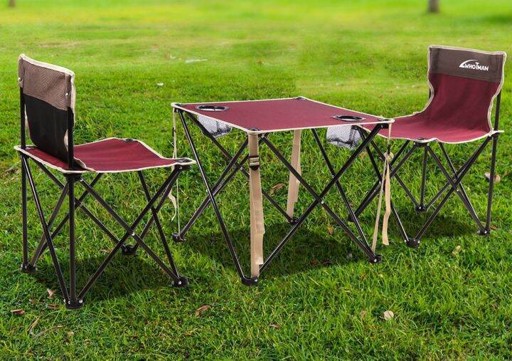 5 Piece Outdoor Folding Table and Chairs Set Portable Barbecue Camping