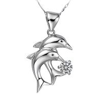 ☌♞ Romantic Dolphin Crystal Pendant Necklace For Women Jewelry Trendy Silver 925 Necklace Female Clavicle Chain Accessories Lady