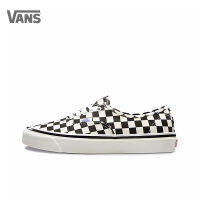 [กล่องเดิม] Vans Authentic 44dx Anaheim checkerboard lace-up canvas shoes รองเท้าผ้าใบบุรุษและสตรี - สีดำและสีขาว