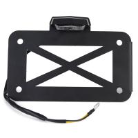 Metal Motorcycle Retro Side License Plate Holder Tail Lamp Bright LED Frame Bracket Modified Parts Easy To Install