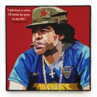 Diego Maradona #2 ดิเอโก้ มาราโดน่า อาร์เจนติน่า ตำนาน รูปภาพ​ติด​ผนัง​ pop art พร้อมกรอบและที่แขวน ฟุตบอล​ กรอบรูป​​ ของขวัญ​​ แต่งบ้าน