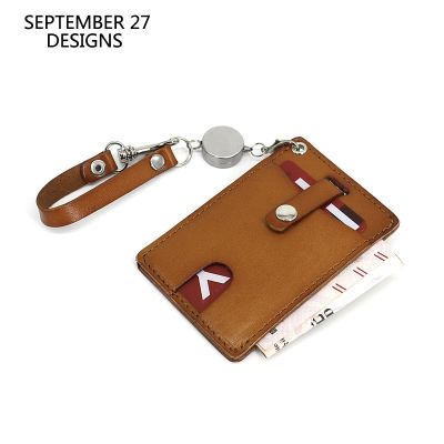 New Bus Card Case Retractable Japan Korea Style Genuine Leather Identity Credit Card Holders Tag 100% Cowhide Mini Purses Card Holders