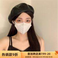 ชนะใจหญิงสาวสีทึบหนัง PU หมวกเบเร่ต์ย้อนยุคของผู้หญิงหมวกฟักทองอารมณ์สไตล์ถนนเย็น