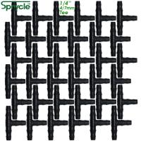 SPRYCLE 100-500PCS  1/4 Inch Connector Joint Tee Irrigation Dripper Watering Plants Outdoor Garden Tools for 4mm/7mm Pipe Hose Watering Systems  Garde