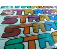 สติ๊กเกอร์สะท้อนแสง หลายสี แบบดั้งเดิม งานตัดคอมพิวเตอร์ คำว่า STRADA ติดรถ MITSUBISHI sticker แต่งรถ ติดรถ มิซูบิชิ สตราด้า