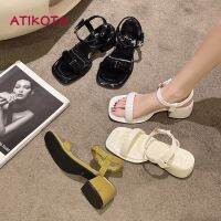 ▧✕ Atikota รองเท้าส้นสูง เปิดนิ้วเท้า หัวเหลี่ยม อเนกประสงค์ แบบเรียบง่าย แฟชั่นสําหรับผู้หญิง