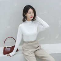 Hot Selling Long Sleeve Women Harajuku Modal T Shirt Spring Autumn Turtleneck Korea Style T-Shirt Stretch Bottom Shirt White Black Top Shirt