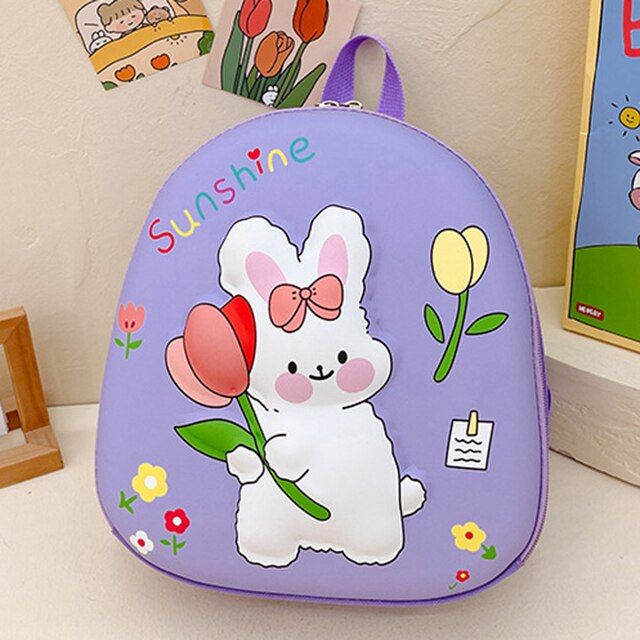 cartoon-rabbit-egg-shell-school-bags-waterproof-preschool-backpack-nylon-cute-kawaii-portable-lightweight-for-children-gift