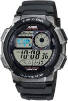 ‎Casio Casio Mens AE1000W-1BVCF Silver-Tone and Black Digital Sport Watch with Black Resin Band