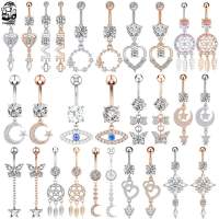 Rings Beach Oreja Piercing Crystal Butterfly Heart 14G Girls Women for Ring Button Belly Navel Dangling Sexy