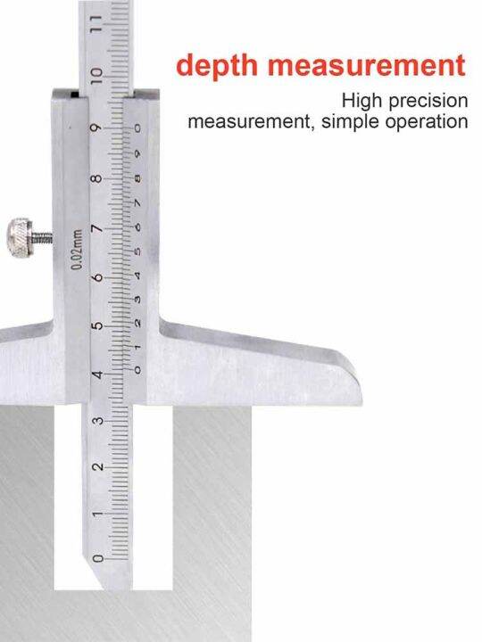 เกจวัดเครื่องวัดความลึก0-150มม-ความแม่นยำ0-02มม-เวอร์เนียคาลิปเปอร์เครื่องมือวัดเกจเมตริกไมโครเมตรสแตนเลส