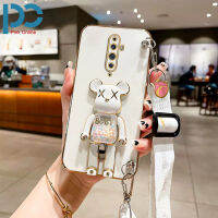 ตัวยึดเคสโทรศัพท์มือถือหมีเยลลี่ตกแต่งแข็ง3D พร้อมสายคล้องเหมาะสำหรับ OPPO 4F 2Z 4 5G 4Pro 5 5Pro 6 5G 6Z 7Pro 8T 8 5 5G 8Pro 9 9Pro TPU นุ่มโลหะด้วยไฟฟ้าเคสกล้องแบบเต็มตัวเป็นขายดีที่สุด