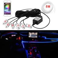 [ANYA Auto Parts] 4/5/6 In 1 Car Atmosphere RGB LED Lights Interior Fiber Neon Strip Ambient Light With App Control Music Decorative Band 8M Strip