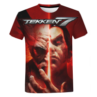 Tekken เสื้อยืดกราฟิกผู้ชายแขนสั้น Harajuku เสื้อคอกลมขนาดใหญ่ Summer