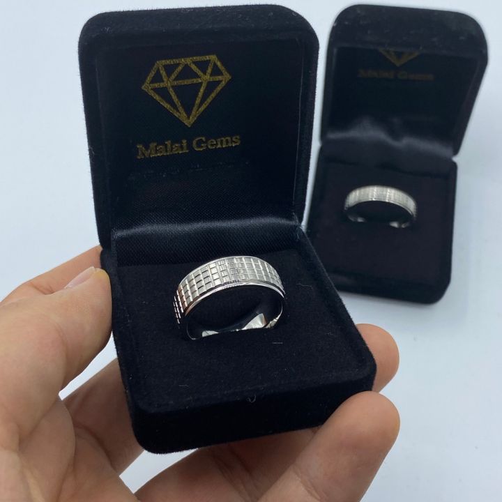 malai-gems-แหวนเงินบริสุทธิ์-100-เคลือบทองคำขาว18k-รุ่น-classic-ขนาด-5-mm-เคลือบทองคำขาว-แถมฟรี-กล่องกำมะหยี่ดำ
