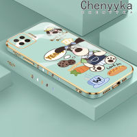 Chenyyka เคสสำหรับ OPPO A73 2020 F17ลายการ์ตูนสุนัขคุกกี้ชุบซิลิโคนดีไซน์ใหม่ด้านข้างเคสโทรศัพท์ฝาปิดเลนส์เต็มรูปแบบกล้องถ่ายรูปกล่องกันกระแทก Softcase