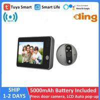 เครื่องดูกล้องตาแมวกริ่งประตูแบบไวไฟ Tuya Smart 1080P ความปลอดภัยในบ้านระบบเสียงสองทางการมองเห็นได้ในเวลากลางคืนกล้องวิดีโอกริ่งประตู FHD 4.3