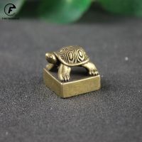 Solid Pure Brass Small Turtle Seal Statue Chinese Feng Shui Lucky Home Decorations Ornaments Lovable Animal Figurines Desk Decor