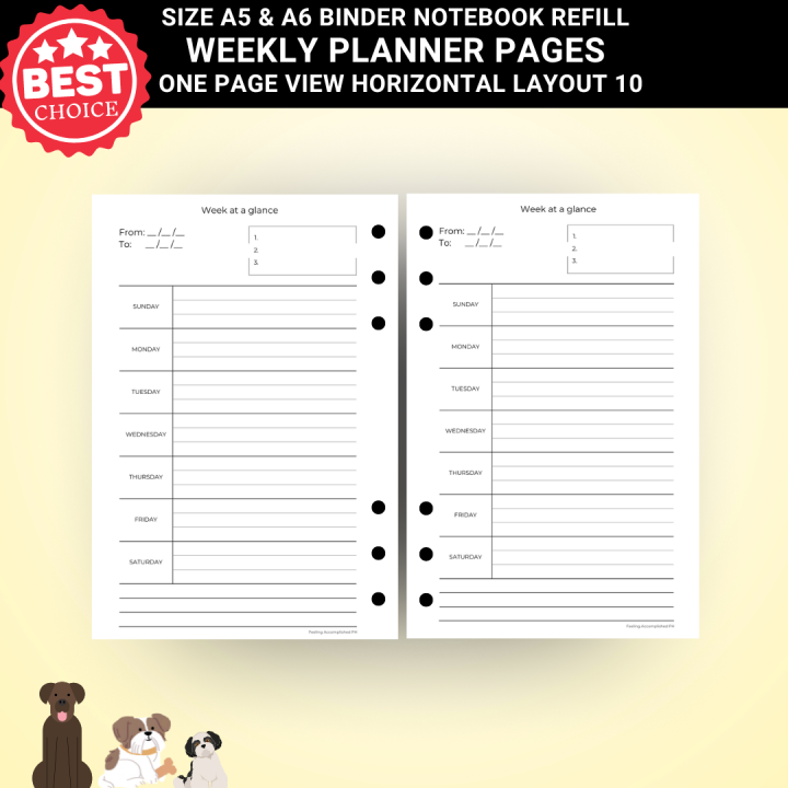 A6 Daily Planner Organizer 6 Rings Binder Notebook Refills Pages