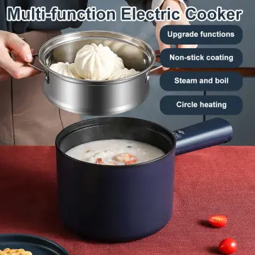 Electric Cooker Skillet,4-IN-1 Multi-function Non-Stick Mini Electric  Skillet Mini Electric Hot Pot Cooker Boiler Skillet Pot Noodle Maker Mini  Hot