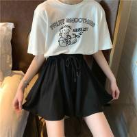 Fashion High Waist A-line Pleated Shorts Skirts Women Summer Solid Wide-leg Short Dance Skirt  Summer Breathable Outdoor Shorts