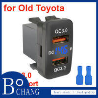 Bochang QC3.0พอร์ตคู่12V-24V อะแดปเตอร์เต้าเสียบที่ชาร์จแบตในรถเร็วพร้อมโวลต์มิเตอร์ไฟ LED สำหรับโตโยต้ารุ่นเก่าสำหรับ Perodua